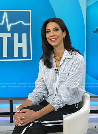 Natalie’s striped shirt and black pants on Today