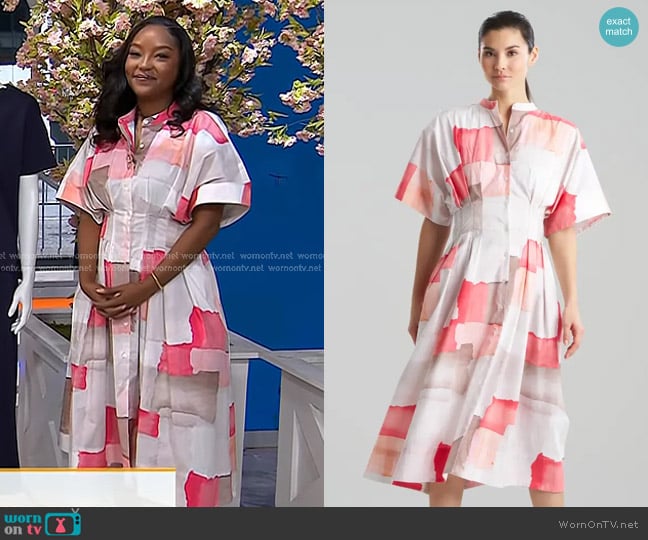 Natori Chiyo Pleat Release Dress in Coral worn by Makho Ndlovu on Today