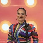 Nessa Diab’s multicolor stripe mesh top on Today