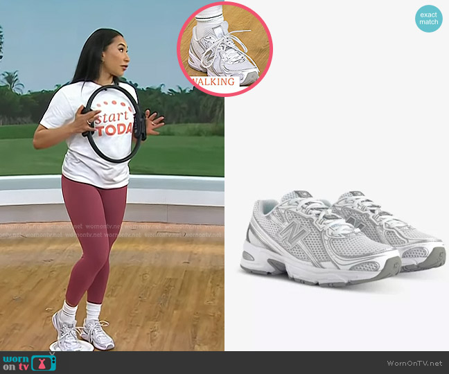 New Balance 740 V2 Logo-embroidered Mesh Trainers in white metallic worn by Raven Ross on Today