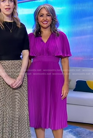 Nikki Boyer’s purple pleated dress on Good Morning America