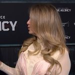 Nikki Novak’s pink floral print ruffle dress on E! News