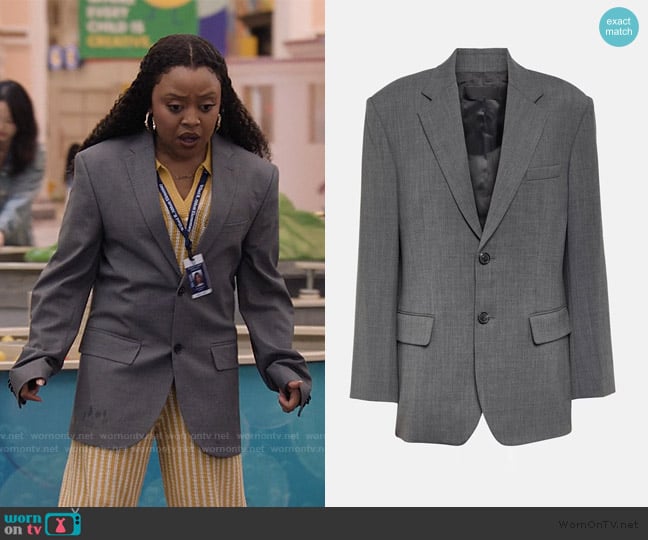 Nili Lotan Boyfriend single-breasted jacket worn by Janine Teagues (Quinta Brunson) on Abbott Elementary