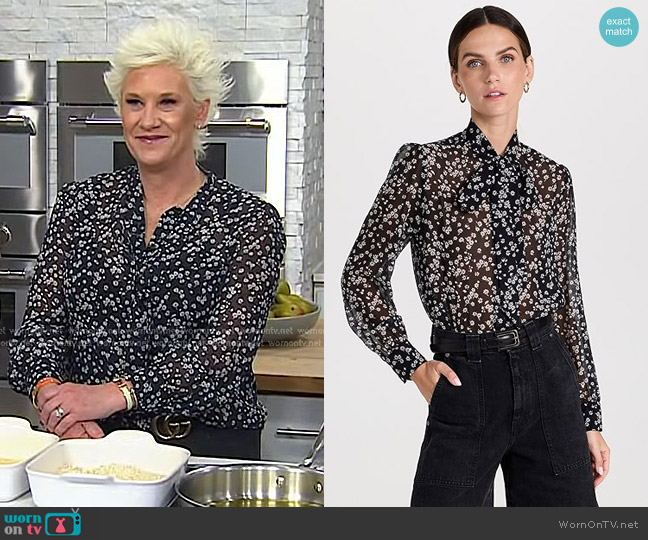 Nili Lotan Carina Top in Black/Ivory Floral worn by Anne Burrell on Today