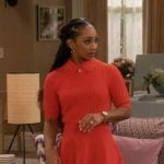 Nina’s red knit collared dress on Poppas House