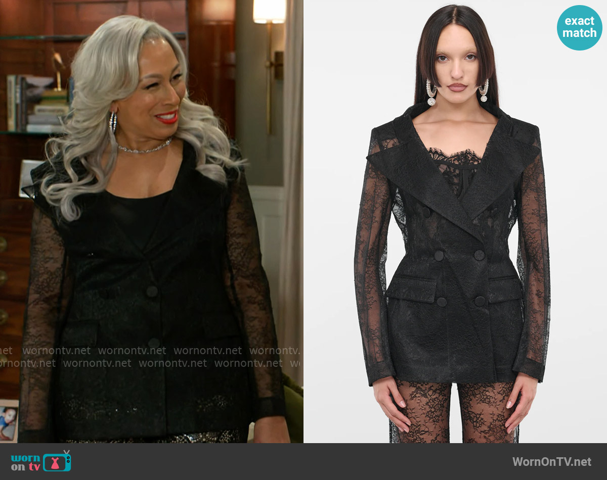 Nina Ricci Lace Double Breasted Blazer worn by Anita Dupree (Tamara Tunie) on Beyond the Gates