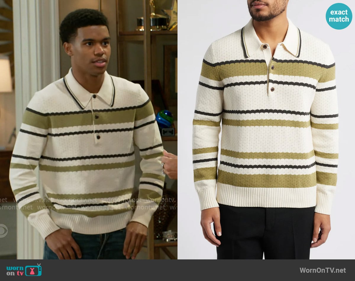 NN07 Alfie Polo Sweater worn by Tyrell Richardson (Jaden Lucas Miller) on Beyond the Gates