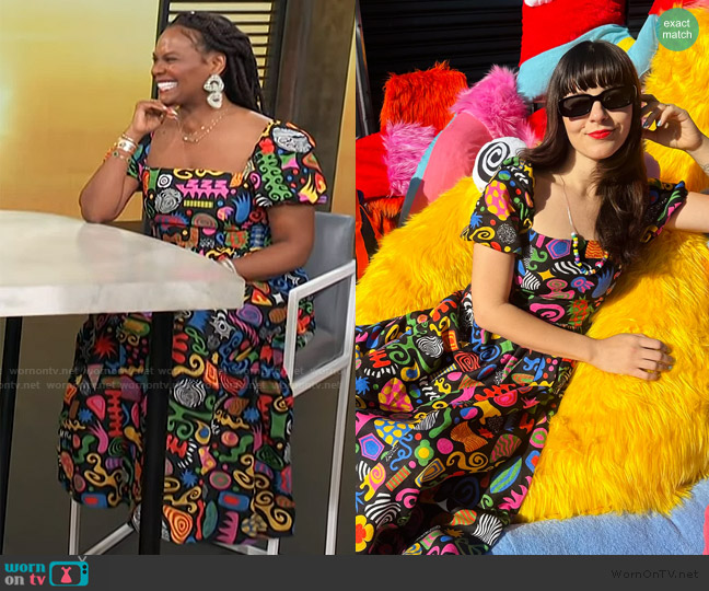 Nooworks Linen Princess Dress worn by Tabitha Brown on Access Hollywood