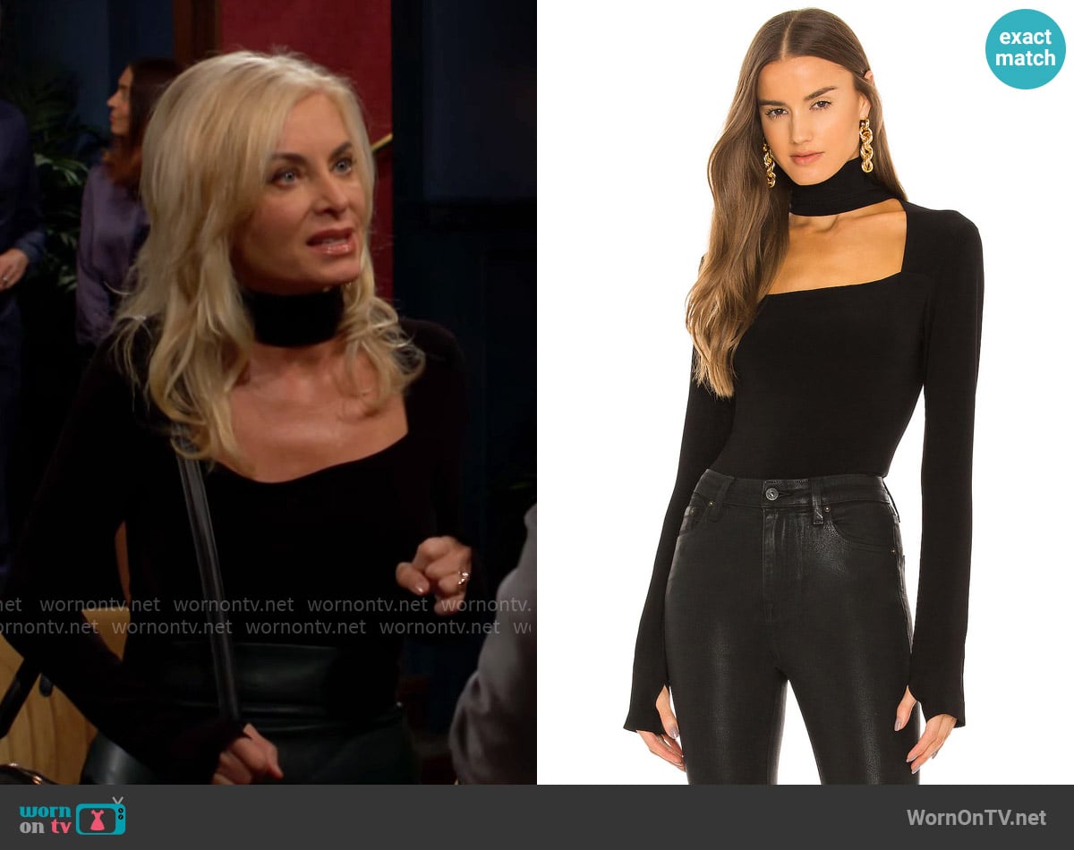 Norma Kamali Cut Out Turtleneck Top worn by Ashley Abbott (Eileen Davidson) on The Young and the Restless