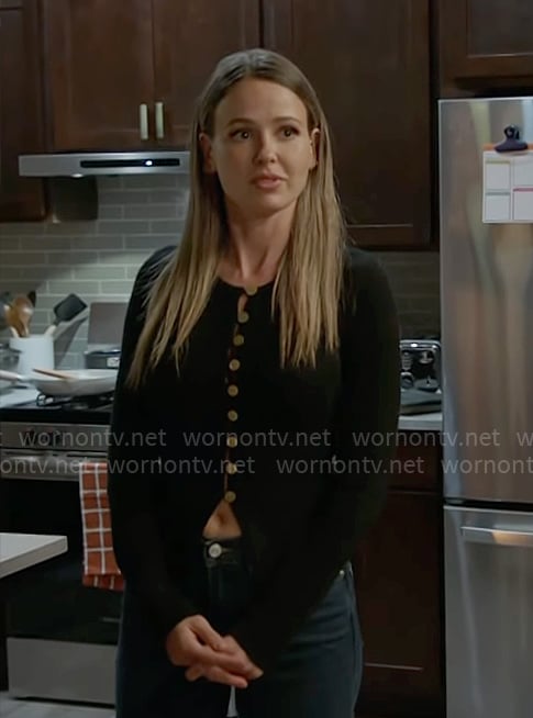 Novak’s black cardigan on Chicago Fire