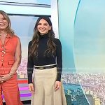 Olivia Munn’s beige suede skirt on Today