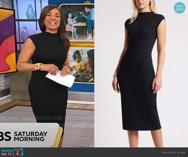 Open Edit Smooth Edit Funnel Neck Midi Dress worn by Michelle Miller on CBS Mornings