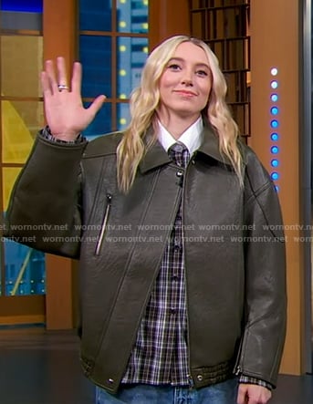 Paige Bueckers’s olive oversized leather jacket on Good Morning America