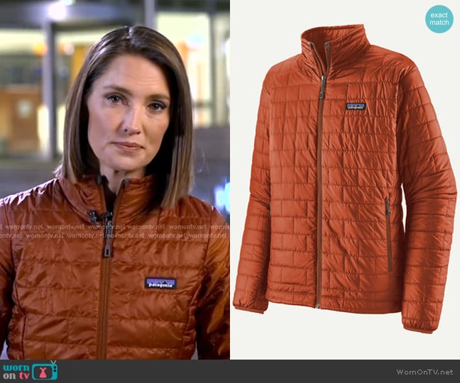 Patagonia Nano Puff Jacket in Burnished Red worn by Kayna Whitworth on Good Morning America