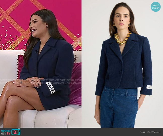 Patou Short Tailored Jacket in lightweight organic cotton tweed worn by Lea Michele on Today