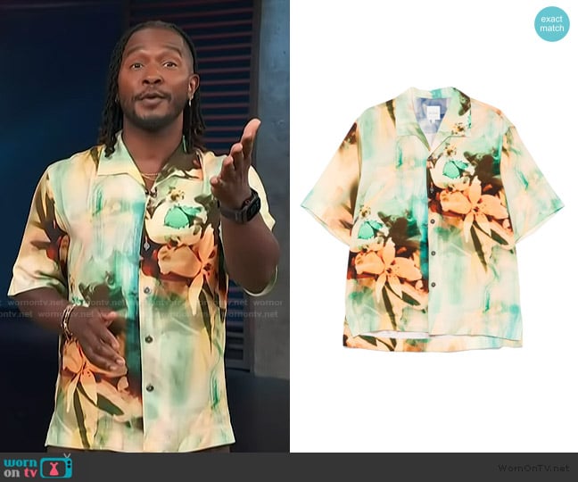 Paul Smith Painted Photograph-print shirt worn by Scott Evans on Access Hollywood