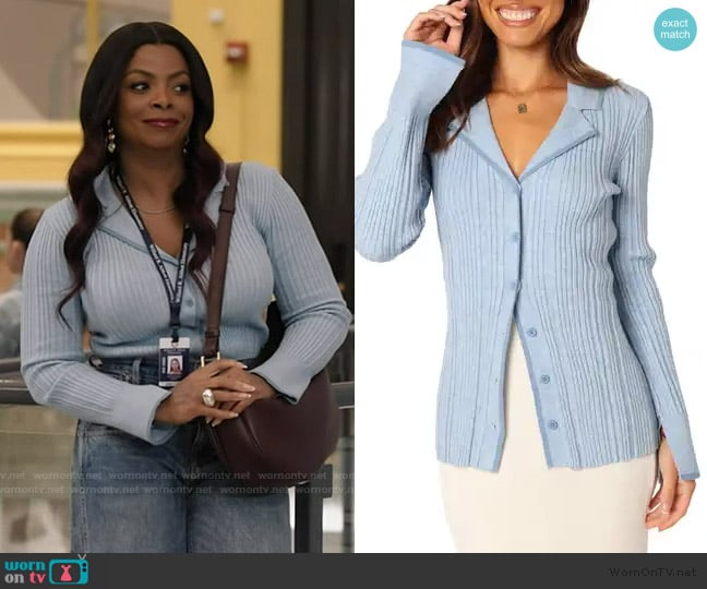 Petal and Pup Florence Notched Collar Cardigan worn by Ava Coleman (Janelle James) on Abbott Elementary