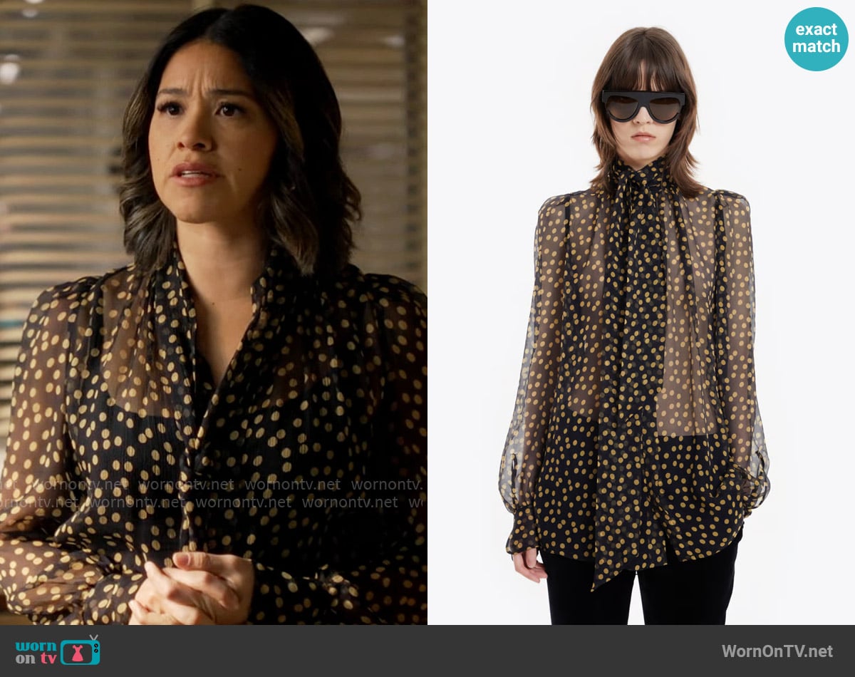 Petar Petrov Mistery Blouse worn by Marion Alba (Gina Rodriguez) on Will Trent