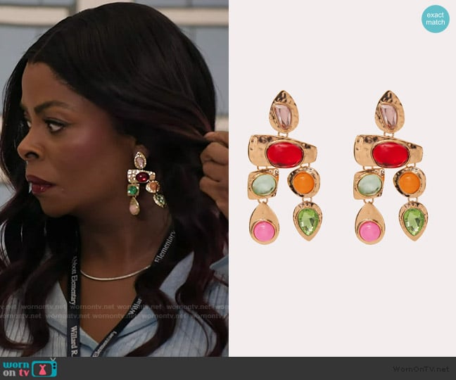 Petit Moments Multi Stone Earrings worn by Ava Coleman (Janelle James) on Abbott Elementary