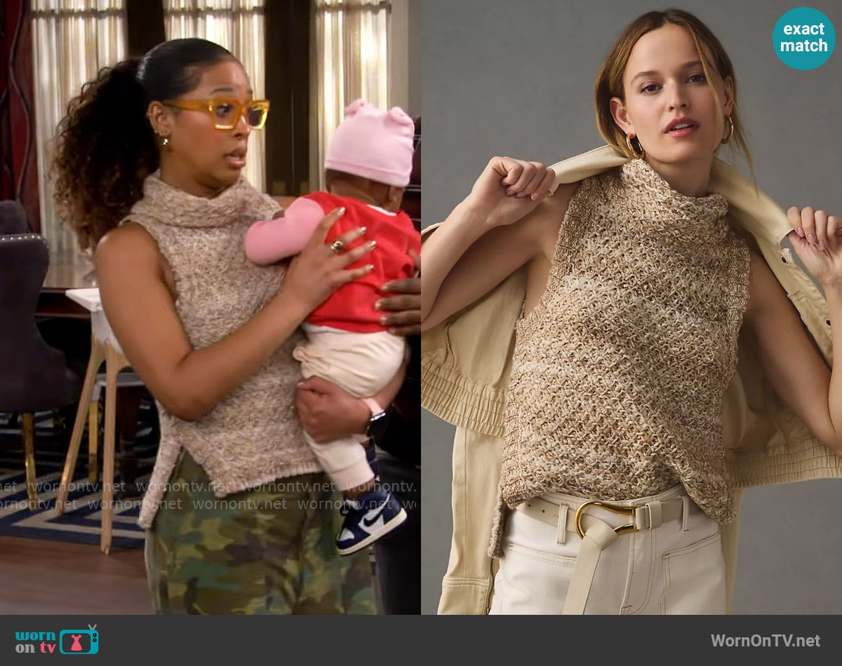 Pilcro Sleeveless Turtleneck Sweater worn by Courtney (Skye Townsend) on The Neighborhood