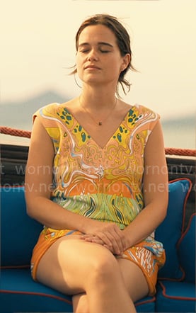 Piper’s printed romper on The White Lotus