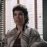 Plaid bomber jacket on Elsbeth