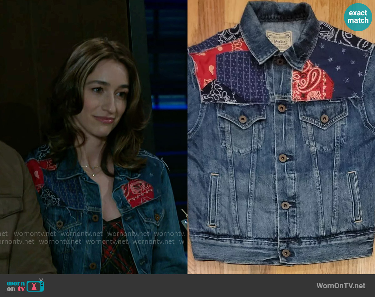 Polo Ralph Lauren Bandana Denim Jacket worn by Ashley Morgan (Jen Jacob) on Beyond the Gates