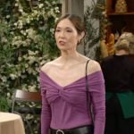Poppy’s purple off-shoulder top on The Bold and the Beautiful