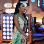 Porsha’s marble print top and pant set on The Real Housewives of Atlanta