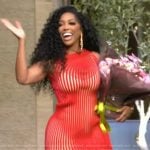Porsha Williams’s red ribbed drape dress on Live with Kelly and Mark