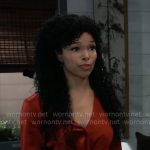 Portia’s red satin twist front top on General Hospital