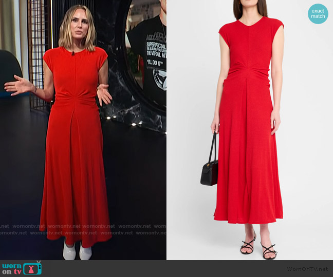 Proenza Schouler Gathered ribbed-knit maxi dress worn by Keltie Knight on E! News