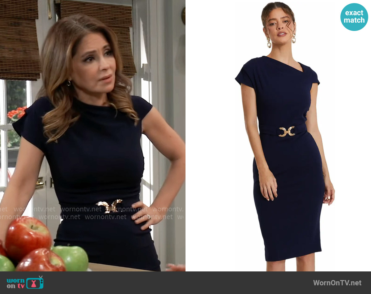 Quiz Scuba Crepe Midi Dress With Buckle Detail worn by Olivia Falconeri (Lisa Lo Cicero) on General Hospital