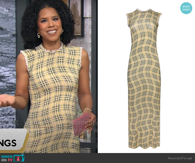 Rabanne Tartan Check Maxi Dress worn by Adriana Diaz on CBS Mornings