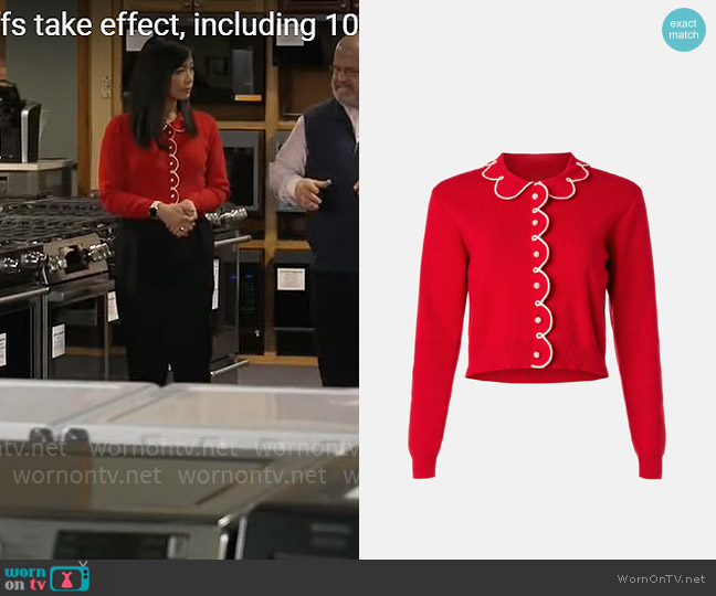 Rachel Antonoff Cupcake Cardigan worn by Weijia Jiang on CBS Mornings