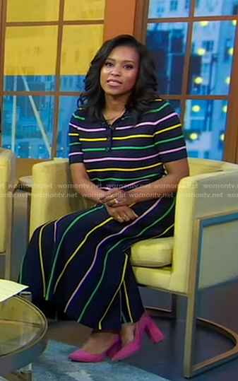 Rachle’s striped polo and knit skirt on Good Morning America