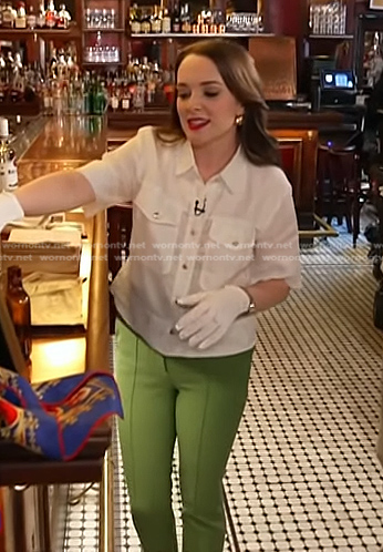 Rachel Dorion Guerin’s white shirt and green pants on Today
