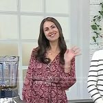 Rachel Mansfield’s burgundy printed v-neck dress on Today
