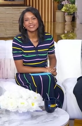 Rachle’s striped polo and knit skirt on Good Morning America