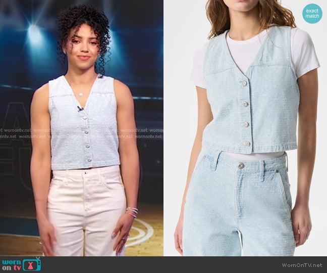 Rag & Bone Juliana Tweed Vest worn by Azzi Fudd on Good Morning America