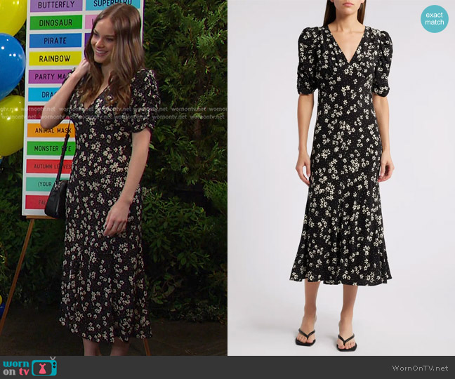 Rails Zariah Dress in Noir Floral worn by Stephanie Johnson (Abigail Klein) on Days of our Lives