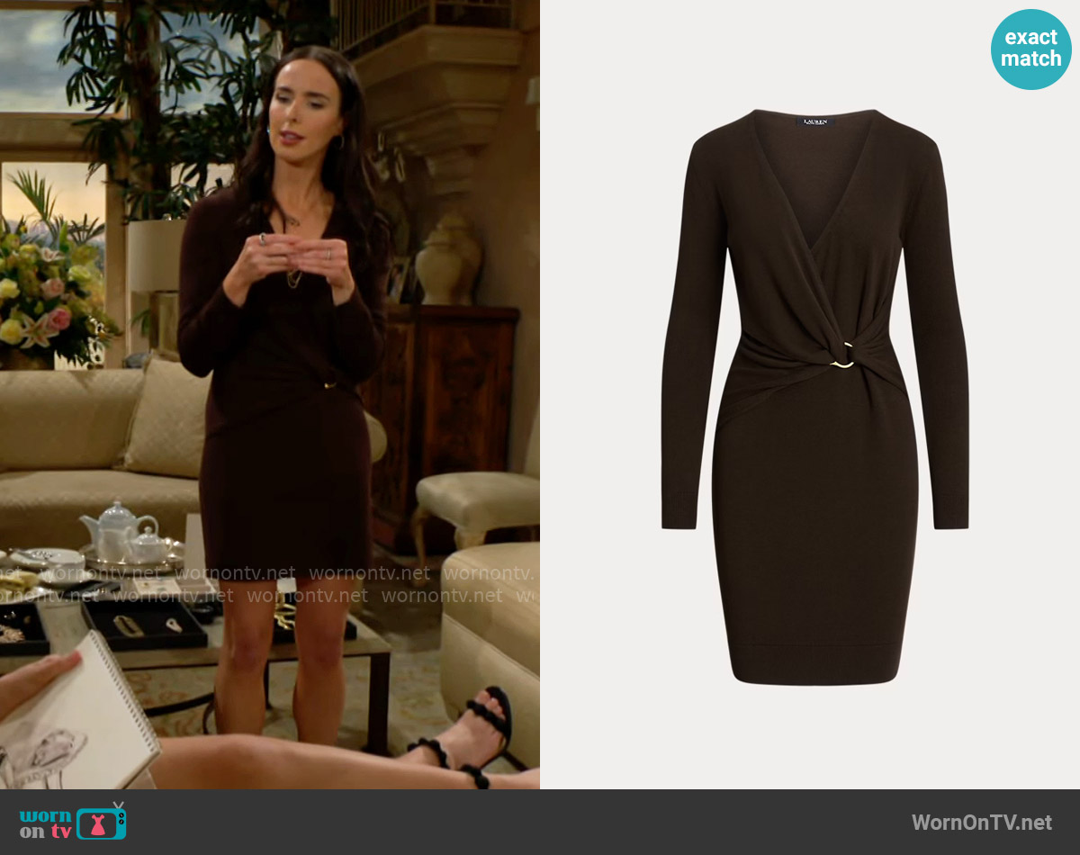 LAUREN Ralph Lauren Cotton-Blend Surplice Knit Dress worn by Ivy Forrester (Ashleigh Brewer) on The Bold and the Beautiful
