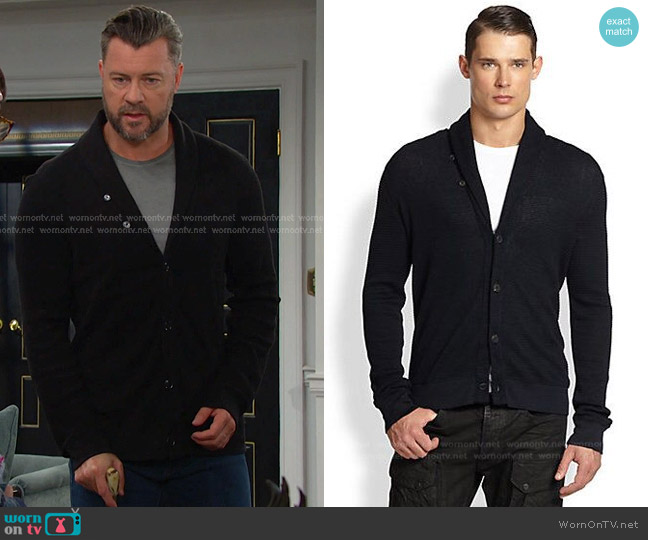 Ralph Lauren Shawl Collar Cardigan worn by EJ DiMera (Dan Feuerriegel) on Days of our Lives