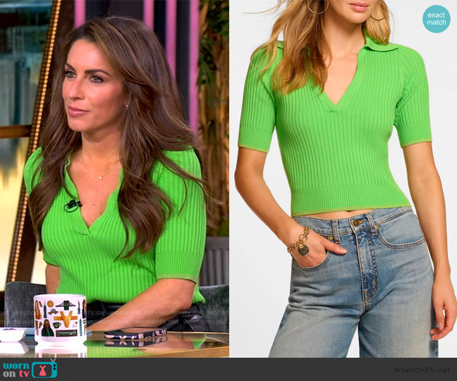Ramy Brook Kelly Rib Polo Sweater worn by Alyssa Farah Griffin on The View