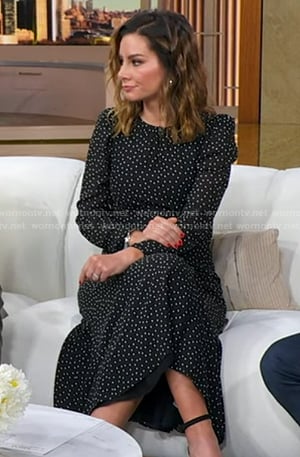 Rebecca’s black polka dot dress on Good Morning America