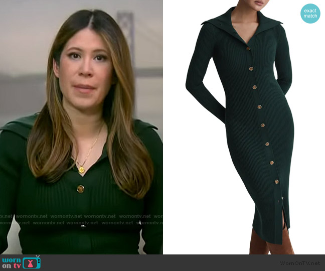 Reiss Maria Long Sleeve Rib Maxi Dress worn by Deirdre Bosa on NBC News Daily