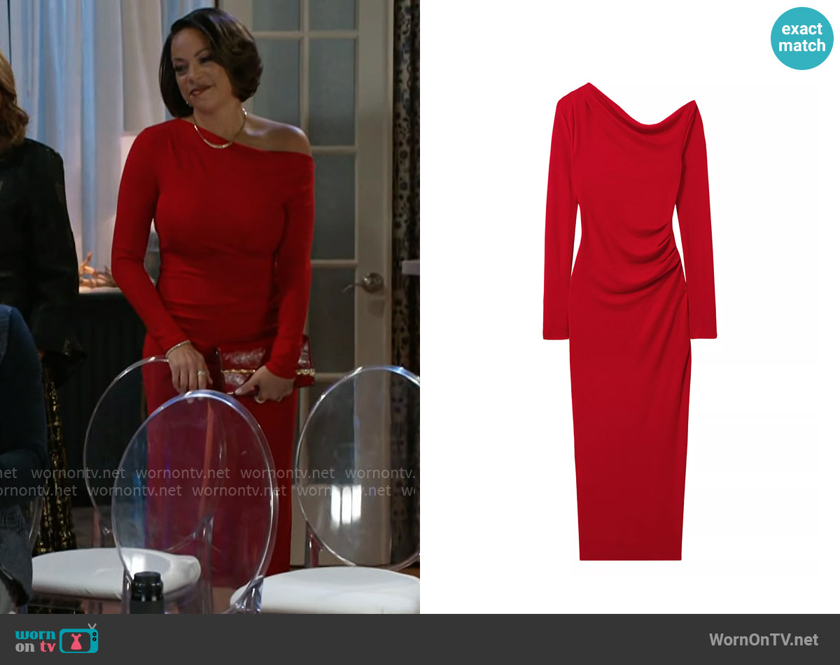 Reiss Becky Fitted Jersey One-Shoulder Midi-Dress worn by Nicole Dupree Richardson (Daphnee Duplaix) on Beyond the Gates