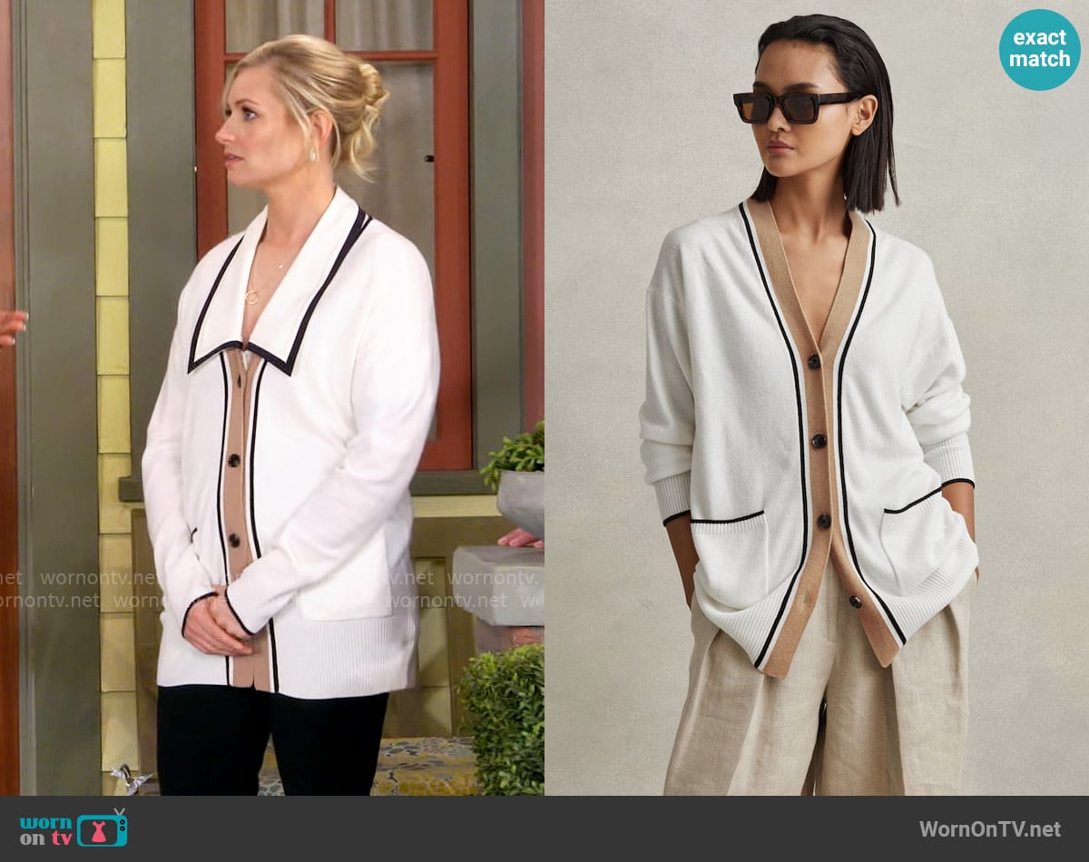 Reiss Carly Cardigan worn by Gemma (Beth Behrs) on The Neighborhood