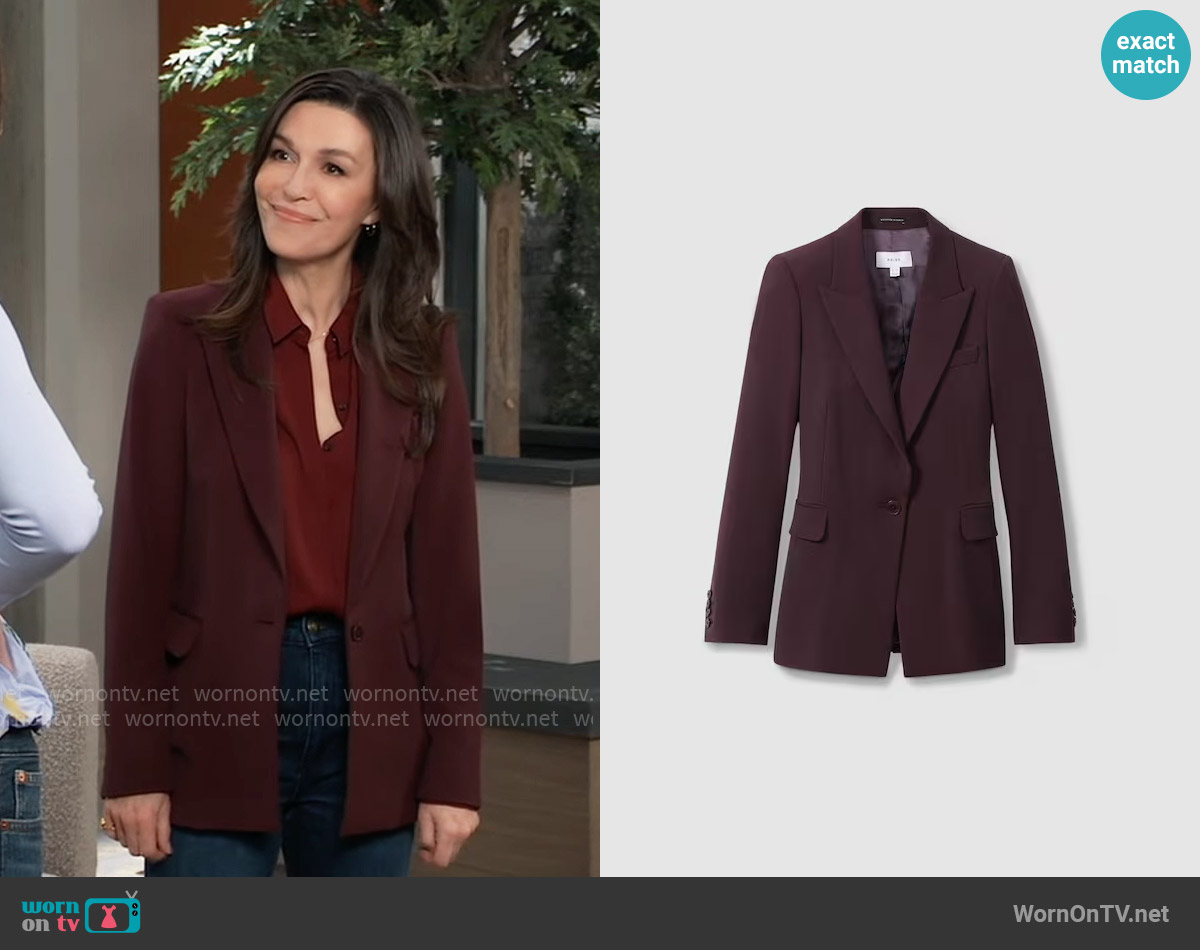 Reiss Gabi Blazer in Berry worn by Anna Devane (Finola Hughes) on General Hospital