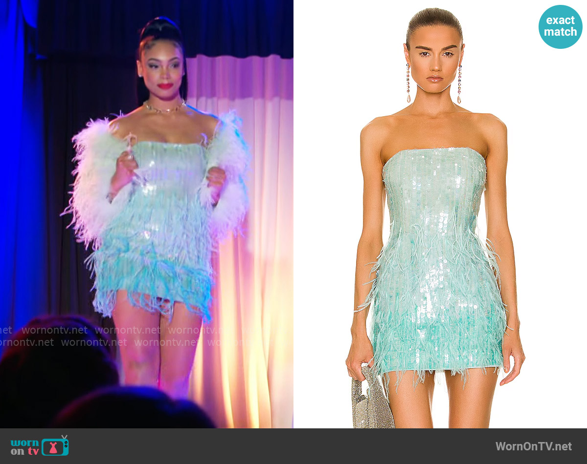 Retrofete Anastasia Dress in Turquoise Powder worn by Chelsea Hamilton (RhonniRose Mantilla) on Beyond the Gates
